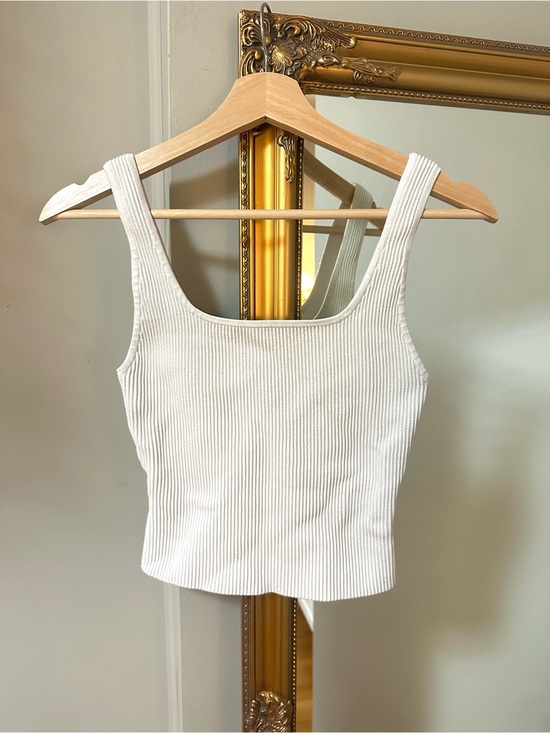 Babaton Tops - Babaton Ribbed Square Neck Tank Top - White